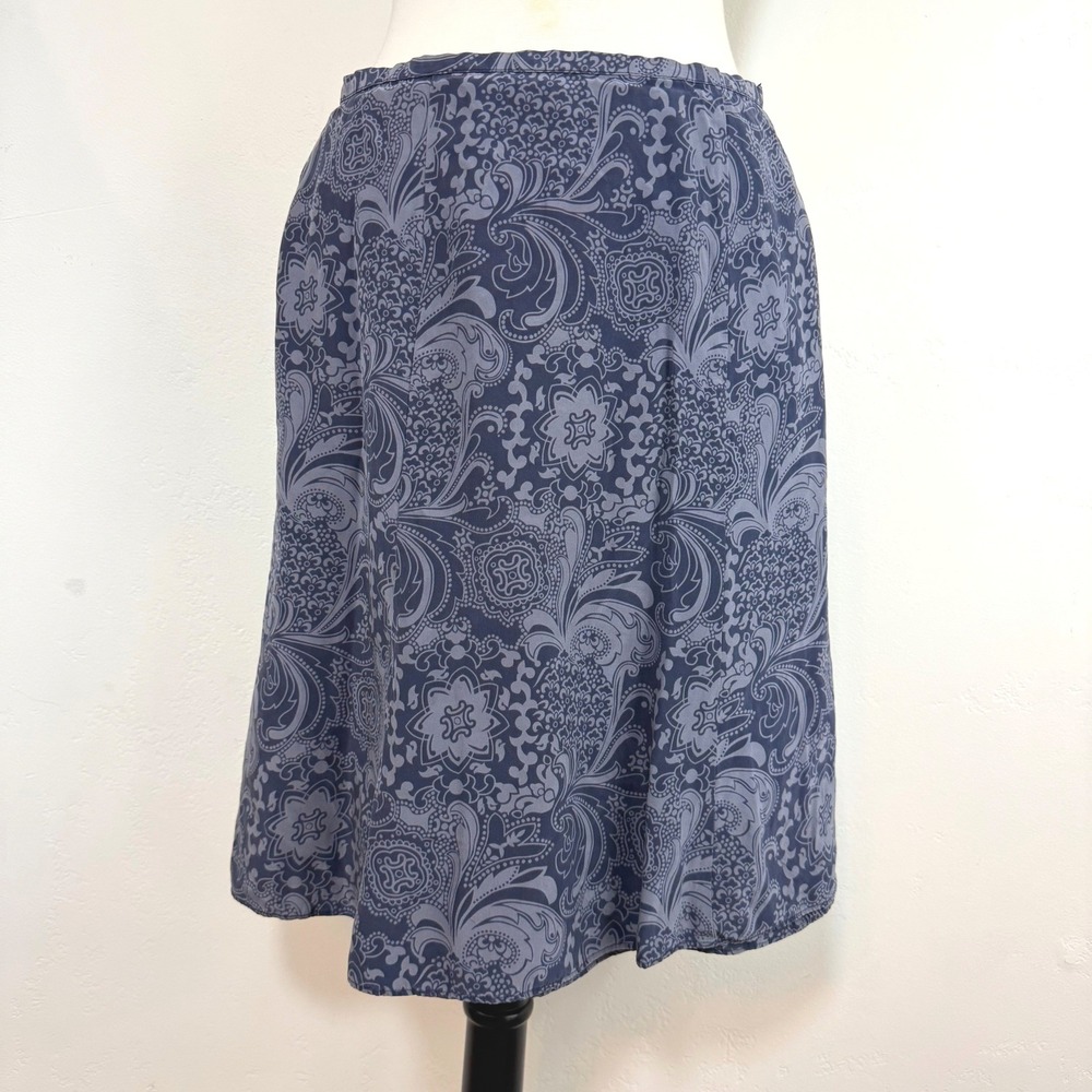 Tommy Bahama 100% Silk Paisley Wrap Skirt Blue Floral Y2K Coastal Boho‎ Summer 6